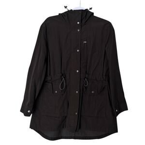 J. Crew Black Hooded Anorak Jacket Womens Small Utility Parka Style Lightweight